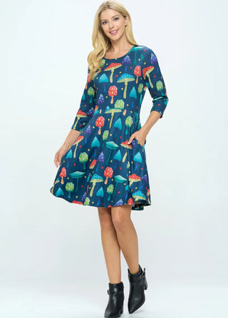 Women's Mushroom Print Tunic Dress