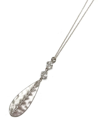 Minimalist Silver Rhinestone Teardrop Necklace