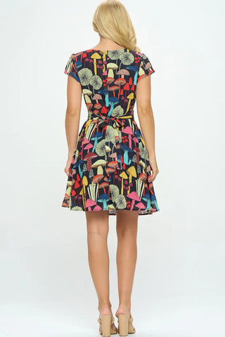 Women’s Short Sleeve Mushroom Print Dress