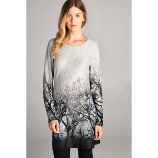 Women's Ombre Trees in Silhouette Print Tunic