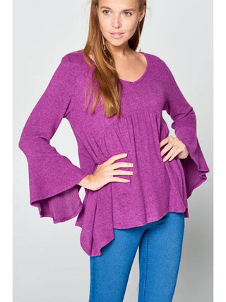 Bell Sleeve Babydoll Brushed Hacci Top
